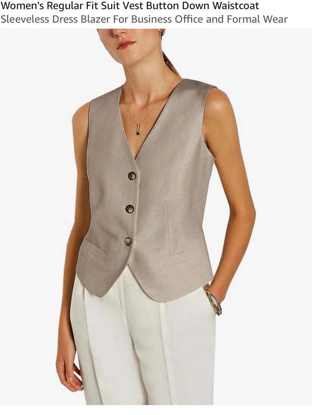 Tailored Sleeveless Button-Down Waistcoat in Taupe